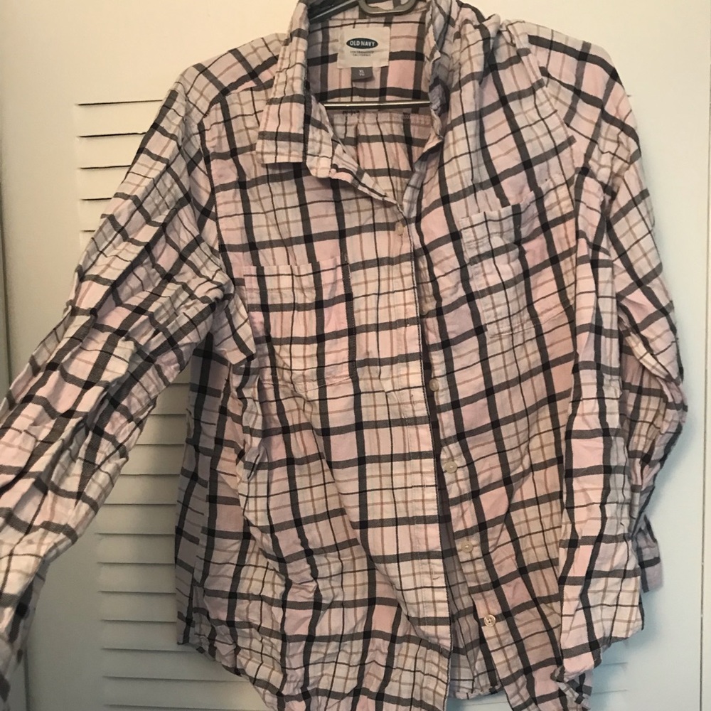Light pink plaid button down